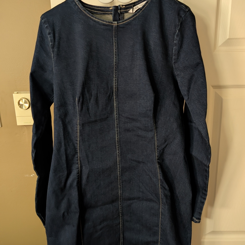 Elegant Navy Blue Denim Dress